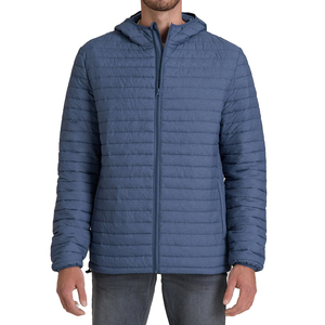 Veste matelassée en nylon décontractée à capuche pour homme, personnalisable, avec poche avant, réversible, écologique, logo sur mesure, vente en gros OEM - Product Image 1