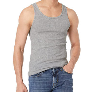 Men <b>Tank</b> <b>Tops</b> 100% Cotton Silver and <b>White</b> Sleeveless Undershirts Tagless Ribbed Slim Fit Muscle <b>Tank</b> <b>Top</b> with Scoop Neck - Product Image 3