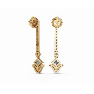 Boucles d'oreilles pendantes de créateur Juliette en or 18 carats de haute qualité, avec diamant de laboratoire taille radiant, pour l'exportation B2B - Product Image 3