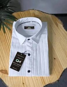 เสื้อเชิ้ตลำลองผ้าฝ้าย100% สำหรับผู้ชาย, เสื้อคอตตอนลายทางคอตั้งป้องกันรอยยับและระบายอากาศได้ดี - Product Image 4