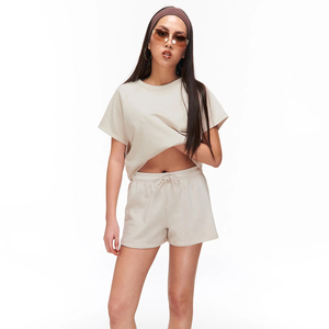 Women's 100% Cotton French Terry Crop <b>Top</b> Oversized Cropped T Shirt <b>Raglan</b> Sleeve Streetwear Y2K <b>Top</b> Custom Logo OEM - Product Image 2
