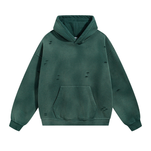 Sudadera con Capucha para Hombre, Estilo Urbano, Informal, Deportiva, de Mezcla de Algodón, con Diseño Desgastado, Holgada, Transpirable, Bordada en 3D - Product Image 1
