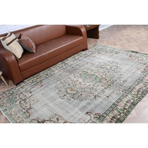 Tapis turc vintage 5,9x9,2 pieds, grand tapis persan en laine gris - Product Image 4