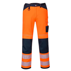 High Visibility Orange CE Certified Breathable Work Pants Reflective Stripes <b>Knee</b> <b>Patches</b> Men Safety Protective Polyester - Product Image 3
