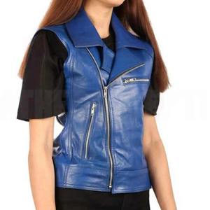 Vestes en cuir pour femmes de haute qualité, sur mesure, très vendues, bleues, pour moto, cuir de qualité supérieure, élégantes, respirantes - Product Image 3