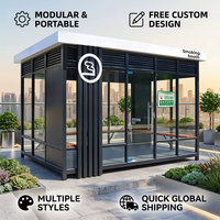 Cabina de Fumadores Móvil Personalizable para Exteriores |   Área de Fumadores Pública de Acero Inoxidable para Fábrica, Oficina, Almacén, Escuela, Instalación Rápida