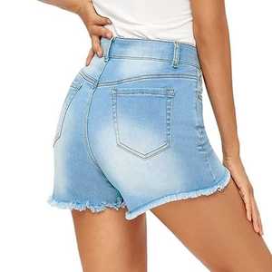 Shorts de Mezclilla de Verano para Mujer, Más Vendidos, Cintura Alta, Estilo Recto, Decoración de Encaje, Estilo Vintage, Ajustados, con Agujeros y Borlas - Product Image 2