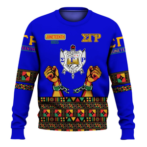 Sudadera con cuello redondo Sigma Gamma Rho para mujer, 1922, azul y dorado, ropa de hermandad griega, jersey de forro polar de primera calidad, moda de invierno - Product Image 1