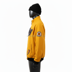 แจ็กเก็ตหนังนิ่มของผู้หญิงแจ็กเก็ตมีขนแกะโพลีเอสเตอร์สีมัสตาร์ดสีเหลืองด้านในออกแบบโลโก้ได้ตามต้องการ - Product Image 3