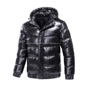 Recién llegado, chaqueta acolchada de burbujas con logotipo personalizado para hombre, chaqueta acolchada extragrande con cremallera de manga larga de invierno para hombre - Product Image 1