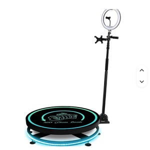 Plateforme en verre authentique pour cabine photo 360 avec lumières RGB et caméra rotative à 360° pour fêtes - Product Image 1