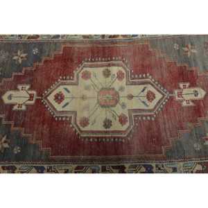 3.2x5.7 ft Vintage Rug, Turkish Accent Rug, <b>Red</b> Floral <b>Wool</b> Rug - Product Image 5