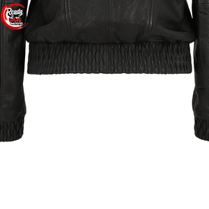 Venta al por mayor de chaqueta de moda de cuero genuino de las mujeres de longitud larga de mezclilla con relleno de algodón transpirable y decoración de piel - Product Image 6