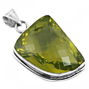 Art Palace - Colgante Solitario de Citrino en Plata 925 con Engaste de Bisel, Joyería Clásica con Piedras Preciosas, Unisex, para Uso Diario, 0.1g - Product Image 1
