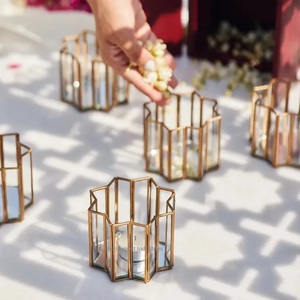 Star Shape Tabletop Decorative <b>Gold</b> Metal Clear Glass Mini <b>Tea</b> <b>Light</b> Candle <b>Holder</b> for Christmas Event Parties Decor - Product Image 1