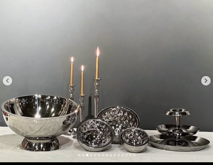 Nouveau Design meilleur Look Or Argent Cookie Et Gâteau Stand Et Dôme Bols Plateaux Avec Motif Floral En Acier Inoxydable Niveau Stand - Product Image 2