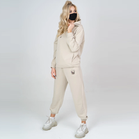 Ensemble de survêtement deux pièces pour femmes, sweat-shirt et pantalon en polaire uni pour l'hiver, 100% coton, vêtements de sport décontractés, respirant, respectueux de l'environnement