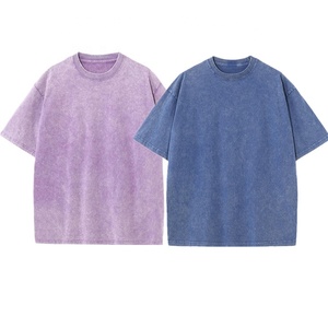 Lavage à l'acide 100% coton impression broderie 230gsm coton lourd uni blanc unisexe hommes femmes T-shirt pour hommes - Product Image 3