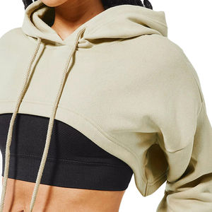 เสื้อครอปมีฮู้ดแฟชั่นลำลองสำหรับผู้หญิงเสื้อครอปแขนยาวมีฮู้ดสำหรับใส่ออกกำลังกายเล่นฟิตเนสสำหรับผู้หญิง - Product Image 5