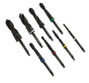 Taladros para implantes dentales, 8 Uds., irrigación externa, acero inoxidable negro con soporte para fresas, herramientas quirúrgicas, nuevo - Product Image 3