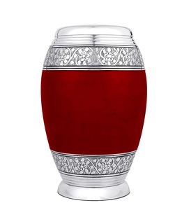 Red & Silver Handcrafted Aluminum Cremation Urn for Adults Secure Durable Funeral Memorial <b>Ashes</b> <b>Keepsake</b> Custom Size - Product Image 1