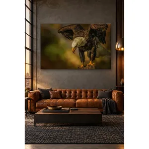 Impression sur toile d'un aigle chauve éructeur déployant ses ailes sur un bois - Product Image 1