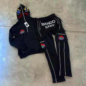 Chándal lavado con ácido de algodón 100% para hombre, Sudadera con capucha y cremallera, serigrafiado de alta calidad, Sudadera con capucha desgastada, conjuntos de chándal - Product Image 5