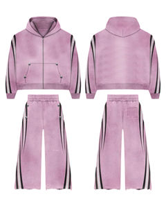 Ensemble de survêtement Streetwear Vintage pour femmes Patch de broderie en détresse Lavage à l'acide Sweat à capuche zippé Ensemble de survêtement personnalisable - Product Image 6