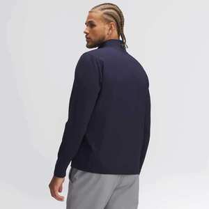 T-shirt à manches longues pour homme de haute qualité, coupe ajustée, fermeture éclair sur le devant, logo personnalisé, entraînement, séchage rapide, t-shirt de course - Product Image 2