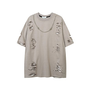 Bas quantité minimale de commande lourd 100% coton uni personnalisé t-shirt surdimensionné en détresse pour hommes blanc grande taille t-shirts pour hommes en détresse - Product Image 6