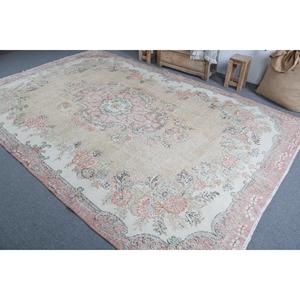 Tapis turc 7,2 x 11,1 pieds, tapis vintage surdimensionné, tapis en laine à bordure blanche - Product Image 4