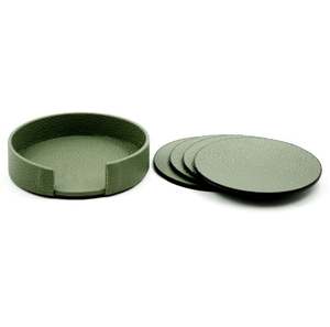 Sous-verre en cuir rose de haute qualité avec support ensemble de 5 produits de protection de table sous-verre en cuir accessoires de table - Product Image 5