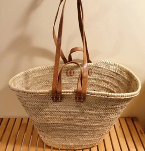 Panier marocain de haute qualité, panier fin de style marché français, sac de plage - Product Image 1