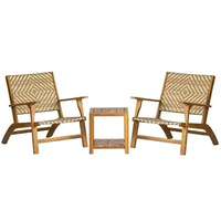 Ensemble table basse et chaises en bois d'acacia durable, moderne et écologique, à motifs, pour salon et appartement - Résistant à l'eau et aux UV