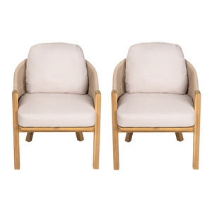 Fauteuil d'appoint moderne en rotin écologique et durable avec coussins en corde tressée, idéal pour l'extérieur, la cour et le parc - Product Image 2