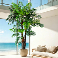 Palmera Artificial de 2.4 Metros de Altura para Decoración de Terraza y Piscina, Resistente a los Rayos UV, Planta Tropical Artificial de Doble Tronco para Espacios Exteriores
