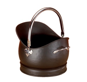Cubo de almacenamiento de carbón para chimenea de diseño antiguo, cubo de basura con diseño de acabado mate plateado, cubo de basura con mango - Product Image 2