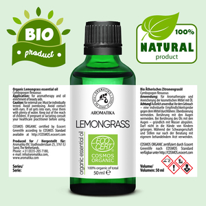 Huile Essentielle de Citronnelle Biologique Aromatika 50ml 100% Pure Certifiée ECOCERT COSMOS Cymbopogon Flexuosus - Product Image 4
