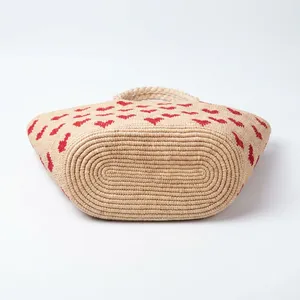 Bolso de hombro de rafia hecho a mano para mujer, con patrón geométrico, estilo bohemio, dos asas, parte superior abierta, para todas las estaciones, bolso de compras. - Product Image 4