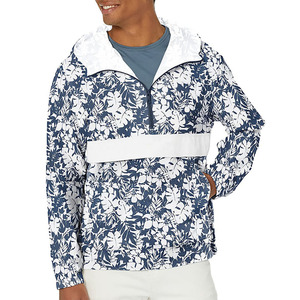 Veste coupe-vent en toile pour hommes avec col montant veste OEM à fermeture éclair vente en gros - Product Image 1