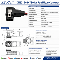 Connecteur hybride JBoCnt DM60 100A 2+1+7 mâle en nylon à 10 broches avec verrou en zinc pour échange de batterie de vélo électrique