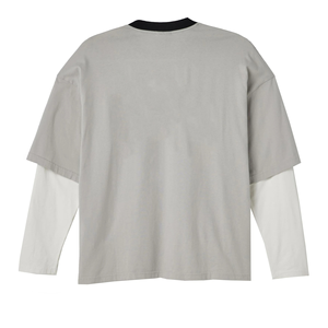 เสื้อเชิ้ตแขนยาวสองชั้นทรงโอเวอร์ไซส์ ผ้าฝ้าย 100% ทรงหลวม ไหล่ตก สีพื้น รุ่นยอดนิยม - Product Image 4