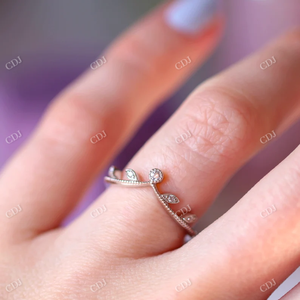 Anillo DE BODA curvo Art Deco en anillo de diamante Natural chapado en oro blanco para mujer, joyería elegante para el día a día, anillo para ocasiones especiales - Product Image 4