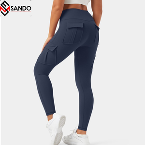 กางเกงเลกกิ้งเล่นกีฬาสำหรับผู้หญิงกางเกงสำหรับเล่นยิมฟิตเนสควบคุมกลางพุงดีไซน์แบบไขว้กันยืดได้4ทางออกแบบโลโก้ได้ตามต้องการ - Product Image 2