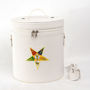 เคสหมวก oes FEZ แบบพรีเมี่ยมสีขาว (ปักตราสัญลักษณ์ด้วยมือ) กล่องเก็บของลายอิฐดาวรุ่ง - Product Image 2