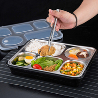 Boîte à lunch isotherme en acier inoxydable 304 avec injection d'eau, 5 compartiments, pour adultes, hommes et femmes