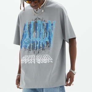 Camisetas de cuello redondo para hombre de alta calidad con logotipo personalizado DTG estampado transpirable de cuello redondo talla grande camisetas de algodón Streetwear - Product Image 4
