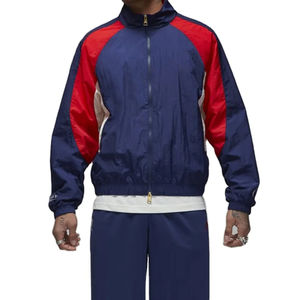 Coupe-vent de sport personnalisé pour hommes, veste de survêtement à rayures surdimensionnées, ensemble de streetwear deux pièces avec écusson de travail sur toute la longueur, marque privée - Product Image 5