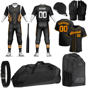Ensembles d'uniformes de baseball de sublimation de couleur noire Ensembles complets d'uniformes de softball de vêtements de sport avec conception et taille personnalisées - Product Image 1