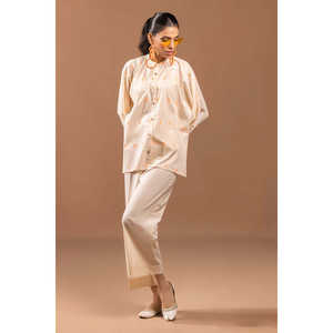 Túnica Beige para Mujer con Adornos Jacquard, Ropa ODM de Alta Calidad, Tirantes Finos, Cuello Mao, para Uso Diario, Talla XS, Color Sólido Claro - Product Image 5